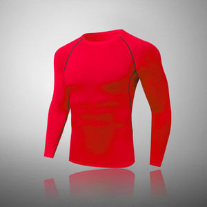 M011 maglietta a compressione da palestra in raso a manica lunga Slim <span class=keywords><strong>Fit</strong></span> stile Casual Casual per collant Bodybuild MMA Rash Guard - Product Image 1