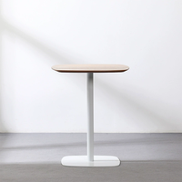 Nordic Art Design Table à thé Table de bar de petit déjeuner minimaliste Mdf et base en métal Table de barre haute carrée ovale blanche