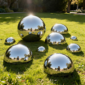 Sfera Semisferica <span class=keywords><strong>in</strong></span> Acciaio Inossidabile Lucidato Argento di Lusso, Varie Dimensioni, Superficie a Specchio, Impermeabile, 500mm, per Giardino Esterno - Product Image 3