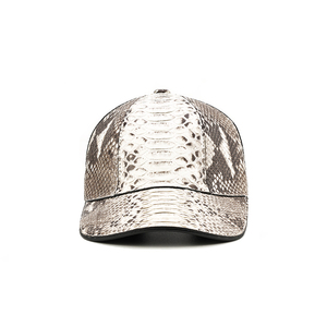 ZENOS High-End Custom 6-Panel Silver Copper Buckle Python Skin Leather <b>Waterproof</b> Baseball Cap Khaki Sports Golf Travel <b>Hat</b> - Product Image 1