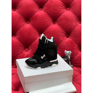 Designer 2025 Women's High <b>Top</b> Soft Casual <b>Walking</b> Sneakers Mesh Fashion Leather with Stitching for Spring Street Made in China - Product Image 2