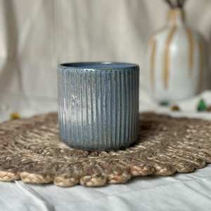 Recipientes de Cerámica Azul Ondulado para Velas, Frascos para Velas con Tapa para Hacer Velas - Product Image 3