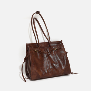 Sacs fourre-tout en PU de haute qualité, durables, grande capacité, avec fermeture éclair, imperméables, sacs à main de luxe pour ordinateur portable, sacs à main <span class=keywords><strong>vintage</strong></span> en <span class=keywords><strong>cuir</strong></span> souple pour femmes - Product Image 1
