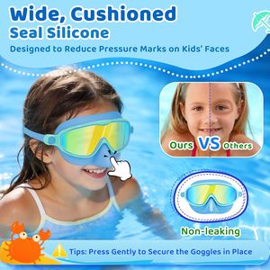 <span class=keywords><strong>Gafas</strong></span> de natación para niños con <span class=keywords><strong>cubierta</strong></span> para la nariz, vista amplia, antivaho, protección UV, para niños y niñas de 3 a 14 años - Product Image 3