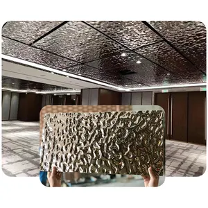 Panneau de plafond en verre moulé miroir 3D 5mm 8mm four de placage à chaud verre moulé plafond en verre thermofusible décoratif écologique recyclé