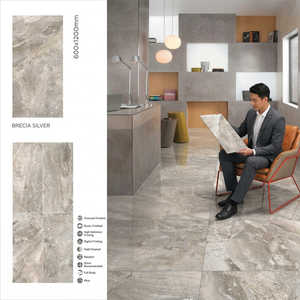 Brecia Silver Marble Look Porcelain Tiles 600x1200mm Anti Slip Glazed Floor Wall For Projects - Product Image 3