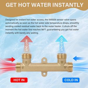 Válvula de sensor de latón macizo con puerto de 3/4 pulgadas NPT para bomba de recirculación de agua caliente - Product Image 2