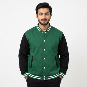 Blouson universitaire d'hiver personnalisé pour homme avec col montant, style décontracté, respirant, couleur unie, dernière collection, service OEM - Product Image 1