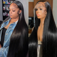Expédition immédiate : Perruque Lace Front 13x6 en cheveux humains bruts vietnamiens, lisse baguette, vente en gros, sans colle, avec dentelle HD