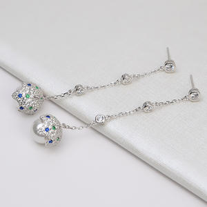 Pendientes Largos de Plata S925 con Perlas, Personalizables, DIY, Accesorios de Joyería de Cristal de 8-9 mm, Bandeja Vacía 1187 - Product Image 1