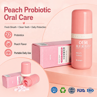 Tablettes de dentifrice au bicarbonate de soude saveur pêche personnalisées OEM avec probiotiques pour l'hygiène buccale et granulés de rinçage buccal