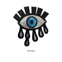 Patch de broderie écologique de haute qualité petit quantité minimale de commande fer sur les mauvais yeux avec paillettes matériau PET pour la décoration de vêtements