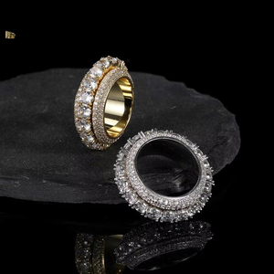 Nhẫn nam Fealux Hip Hop đính đá lấp lánh, bạc 925, kim cương Moissanite - Product Image 2
