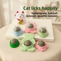 Juguete de Bola de Catnip Transparente Giratoria con Orejas de Gato, Montaje en Pared Desmontable, Bola de Menta Interactiva para Gatos, Juguete Relajante para Masticar