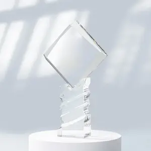 Goedkope Crystal Award Custom K9 Zwart En Wit Vierkant Kristal Trofee