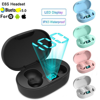 Écouteurs intra-auriculaires stéréo sans fil avec affichage LED de qualité supérieure, oreillettes à dents bleues