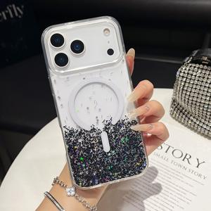 Funda Magnética para Teléfono con Diseño Brillante de Resina Epoxi con Purpurina, Anti-Caídas |   Material TPU Flexible, Protección Completa a Prueba de Golpes - Product Image 6