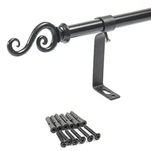Hot sale curtain rod set iron metal poles cheap curtains rods living room bedroom window wrought iron curtain rod
