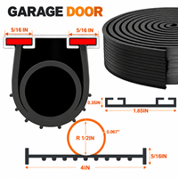 Joint d'étanchéité inférieur pour porte de garage 16FT 5/16" en caoutchouc double extrémité en T, bande d'étanchéité U+O de remplacement, barrière anti-courant d'air et anti-poussière résistante aux intempéries