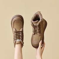 Bottes de neige rétro pour femme automne-hiver 2026, dessus en cuir de vachette, semelle antidérapante épaissie, doublure en fausse fourrure