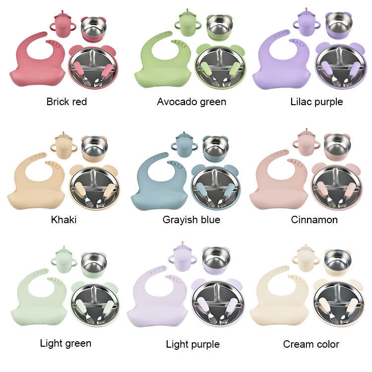 Silicone stainless steel tableware set