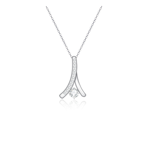Diseño único 925 Plata Cubic Zircon Simple Geomereic Collar con colgante de piedra grande - Product Image 1