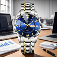 Nouvelle montre-bracelet à quartz en alliage de style professionnel avec affichage date/jour et aiguilles, ensemble montre homme, bracelet, bague et collier CC079