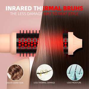 Thermischer Dual-Voltage Infrarot Beheizter Rundhaar-Multi-Styler Haarlocken-Heizkamm Glätteisen Heißluftbürste - Product Image 2