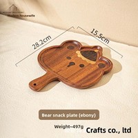 Plateau en bois motif ours mignon avec poignée, idéal pour les repas de bébé, les collations et le thé de l'après-midi