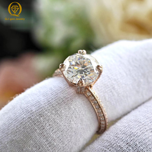 Conception originale, diamant synthétique rond en or 18 carats, couleur D, clarté VVS, avec certificat IGI, gravure intérieure gratuite pour cadeau - Product Image 3