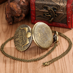 Comix 영화 복고풍 Steampunk 석영 펜던트 시계 남성용 수공예품 FOB 플립 시계 골동품 스타일 성 패턴 - Product Image 5