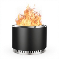 Brasero moderne de 27 pouces en acier inoxydable thermolaqué, avec couvercle étanche et pique à brasero |   Bois à faible teneur en fumée pour l'extérieur