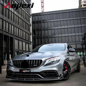 Lip paraurti anteriore in fibra di carbonio per Mercedes Benz <span class=keywords><strong>W205</strong></span> <span class=keywords><strong>C</strong></span> classe C300 <span class=keywords><strong>AMG</strong></span> C43 C63 berlina 2015 + Kit corpo Splitter anteriore - Product Image 3