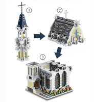 Nueva llegada MORK 033006 ciudad Medieval Iglesia Moc ladrillos Modular casa modelo bloques de construcción juguetes arquitectura famosa para niños