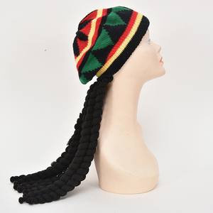 Jamica Crochet treccia lunga Bob Marley <span class=keywords><strong>Reggae</strong></span> cappello arcobaleno colore africano Dreadlocks etnico Rasta Kufi <span class=keywords><strong>Beanie</strong></span> con parrucca parrucca - Product Image 4
