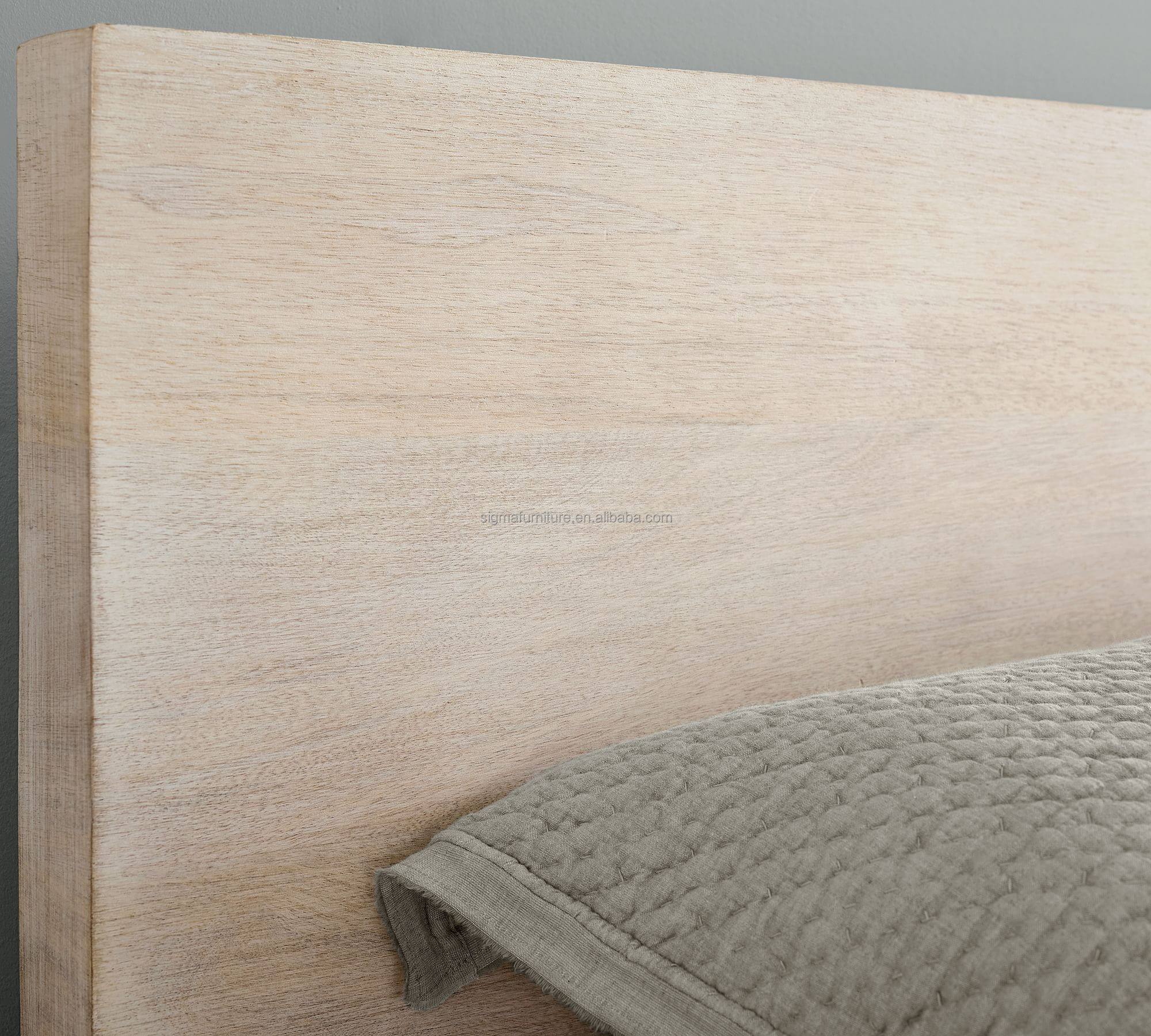 Modern  luxury farmhouse style full size wooden platform high headboard  bed