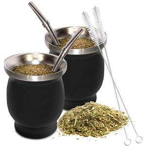 Tasse à yerba maté en acier inoxydable à double paroi de 8 oz avec bombilla - Product Image 1