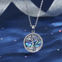 Qianconversion — collier en argent sterling 925, pendentif mère de perle, coquille d'abalone, coquille d'arbre de vie