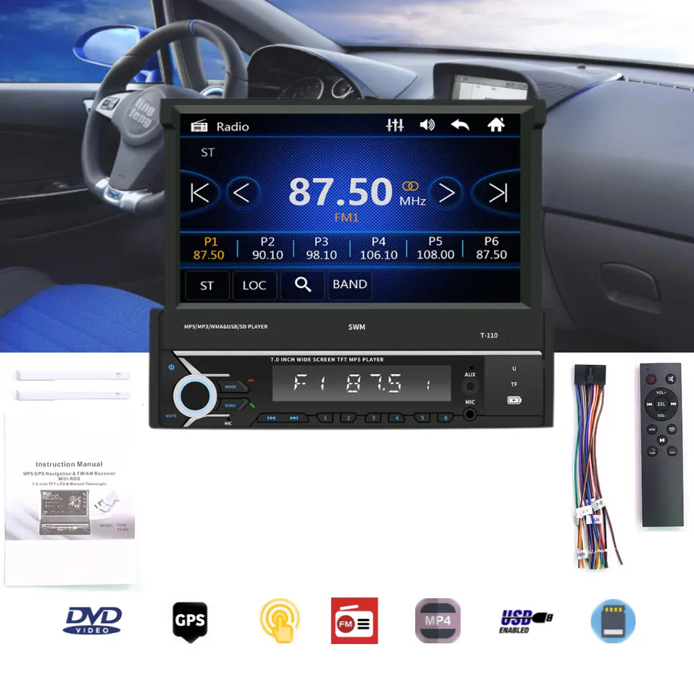 T110 Auto 7inch MP5 car radio wholesale wireless instructions kit full touch Screen car mp5 player