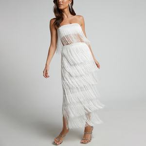 Ensemble de vêtements pour femmes tendance 2024 personnalisé, hauts de corset sexy pour soirée et jupe longue, deux pièces - Product Image 1