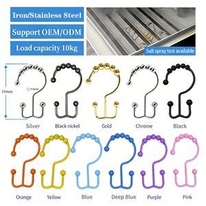 Multi-Angle Use Stainless Steel Double Sided Bathroom Shower <b>Curtain</b> <b>Hook</b> Ring - Product Image 4