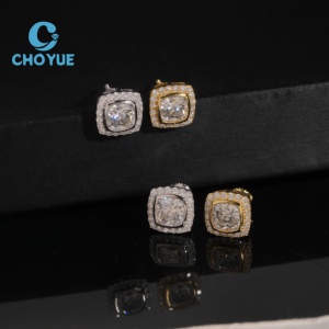 GRA Certificated 925 <b>Silver</b> Gold Plated Iced Out Moissanite Earrings Custom <b>Stud</b> Earrings for Women Fine Jewelry - Product Image 2