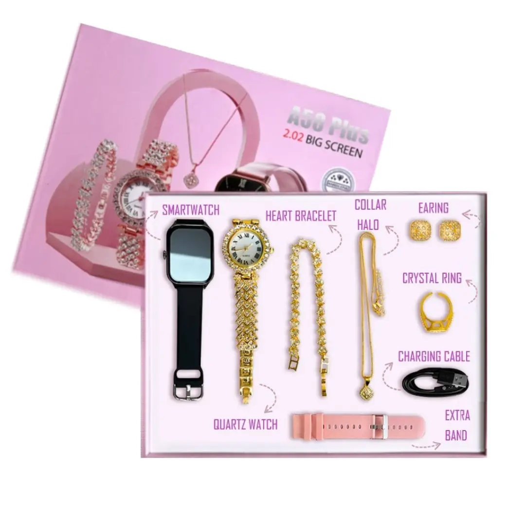 A58plus smartwatch bayanlar altın kuvars zincir lüks 2024 a59 a60 a61 women artı akıllı saat hediye öğe setleri kutusu takı kadınlar için