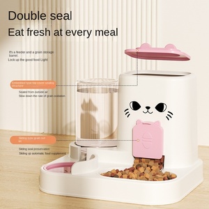 Gamelle Distributrice Automatique Durable en Acier Inoxydable et Plastique pour Animaux <span class=keywords><strong>de</strong></span> Compagnie, Séparation Humide/Sèche, Rangement Intégré Eau/Nourriture/Céréales pour Chats et Chiens - Product Image 2
