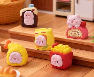 Mini figurines en résine d'animaux et d'aliments mignons (pain, boisson, hamburger, cochon) pour décoration de jardin, aquarium, poupée, décoration de gâteau, bombe de bain, jouet pour enfant - Product Image 5
