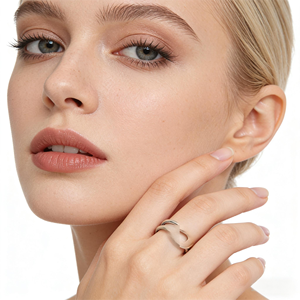 Romantische paperclip open <span class=keywords><strong>ring</strong></span> 18K verguld 316L roestvrijstalen trouwringset voor kristallen verstelbare stapelbare sieraden - Product Image 3