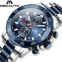 Relojes Hombre Megalith üst marka özel Logo kaliteli saatler takvim lüks kol saatleri erkekler paslanmaz çelik izle