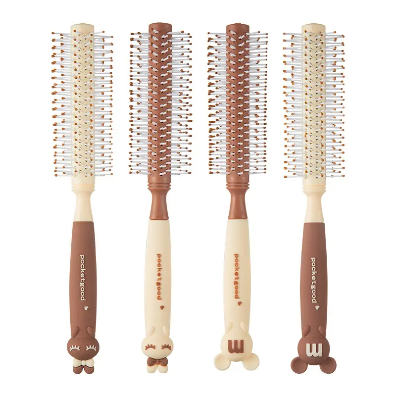 Bonne qualité rouleau barbier Nylon peigne Extensions lisseur filles maison poignée en plastique bouclés style rond brosse à cheveux ensemble