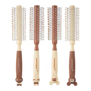 Kaliteli rulo berber naylon tarak uzantıları düzleştirici kızlar ev plastik saplı kıvırcık şekillendirici yuvarlak saç fırçası seti
