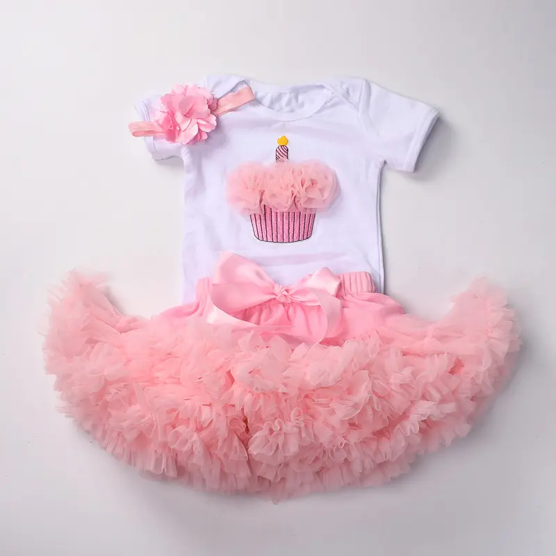 Neonate 1st Birthday pagliaccetto Photography Smash Cake Outfit set gonna Tutu per bambini con fiocco per capelli